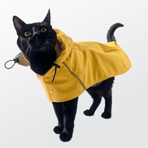 🐾 Cat Raincoat Waterproof Pet Rain Jacket Vintage Fisherman style Coat  🐾 - Picture 1 of 9